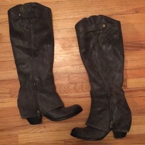 Fergie knee high grey suede boots